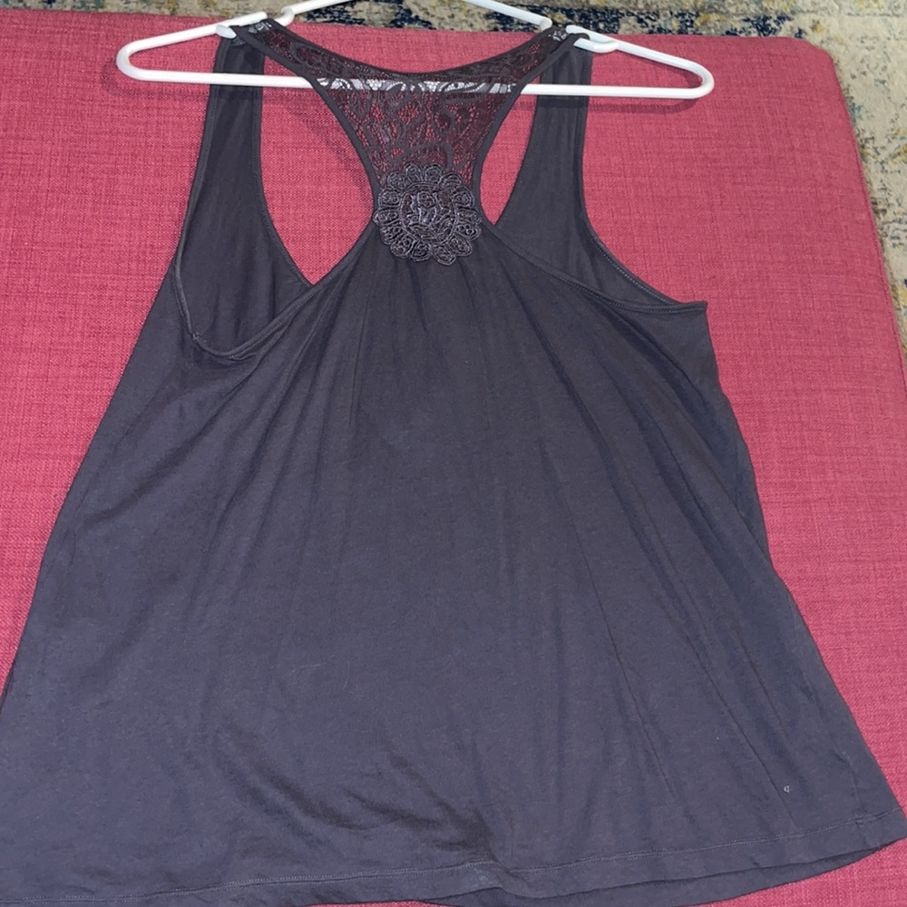 Anthropologie Eloise Lace Back Tank Gray Grey
